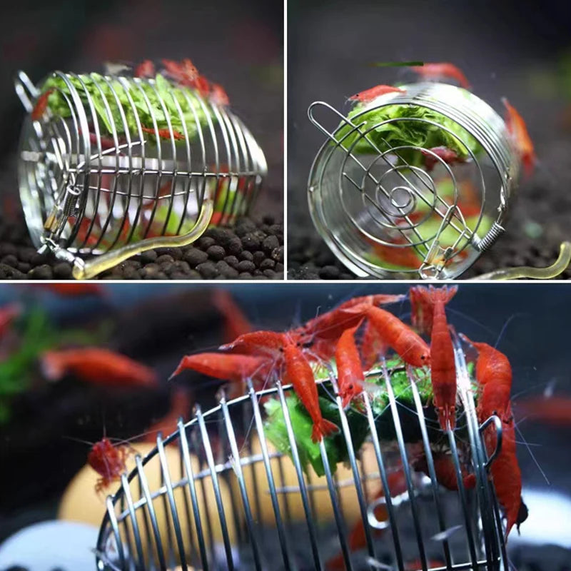 Stainless Steel Aquarium Small Fishing Bait Feeder Fish Tank Crystal Shrimp Dry Food Feeding Fishing Lure Cage Trap Basket