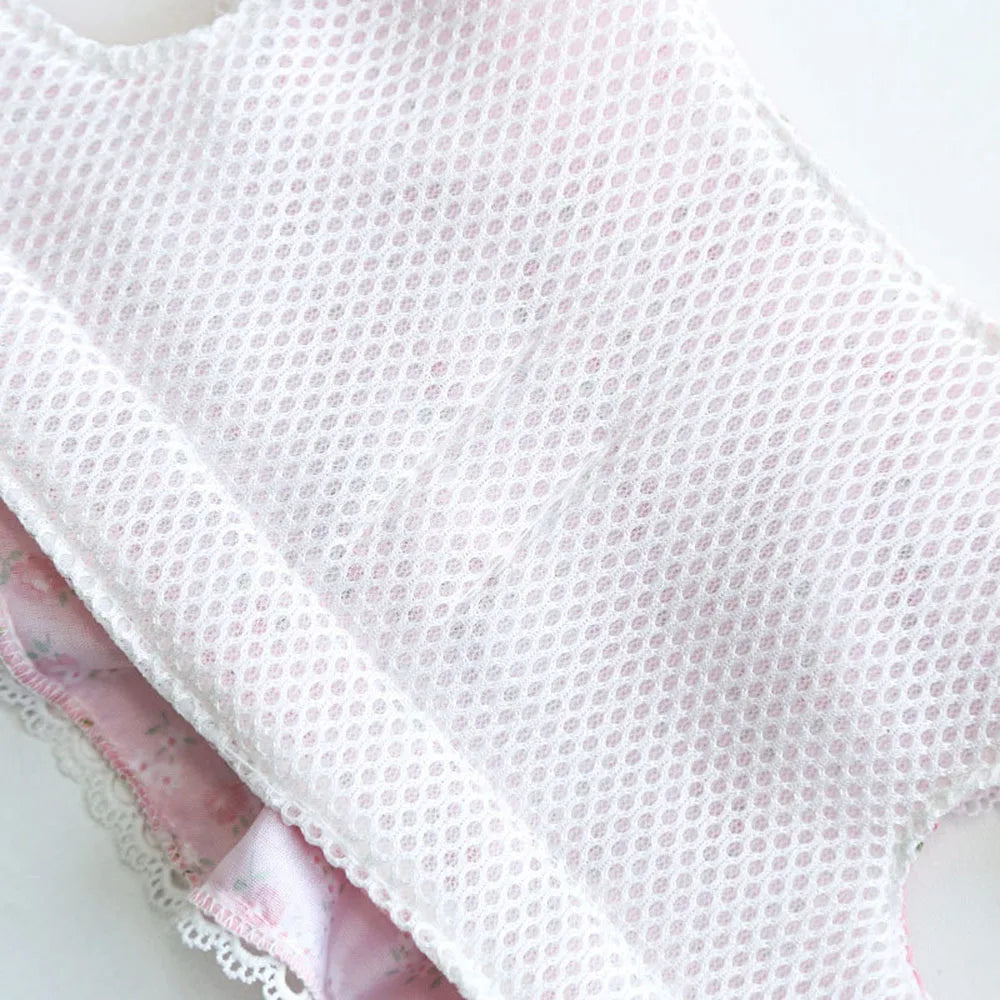 Pink Flower Puppy Harness Mesh Breathable Small Girl Dog Cat Vest Harness Cute Doggy Lace Dress Harness with Leash for Walking