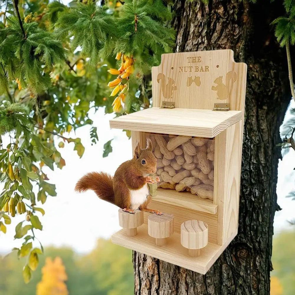 Squirrel Feeders for Outside Wooden Small Pet Window Feeder Nut Bar Feeders Multipurpose Chipmunk Feeder Squirrel Snacker