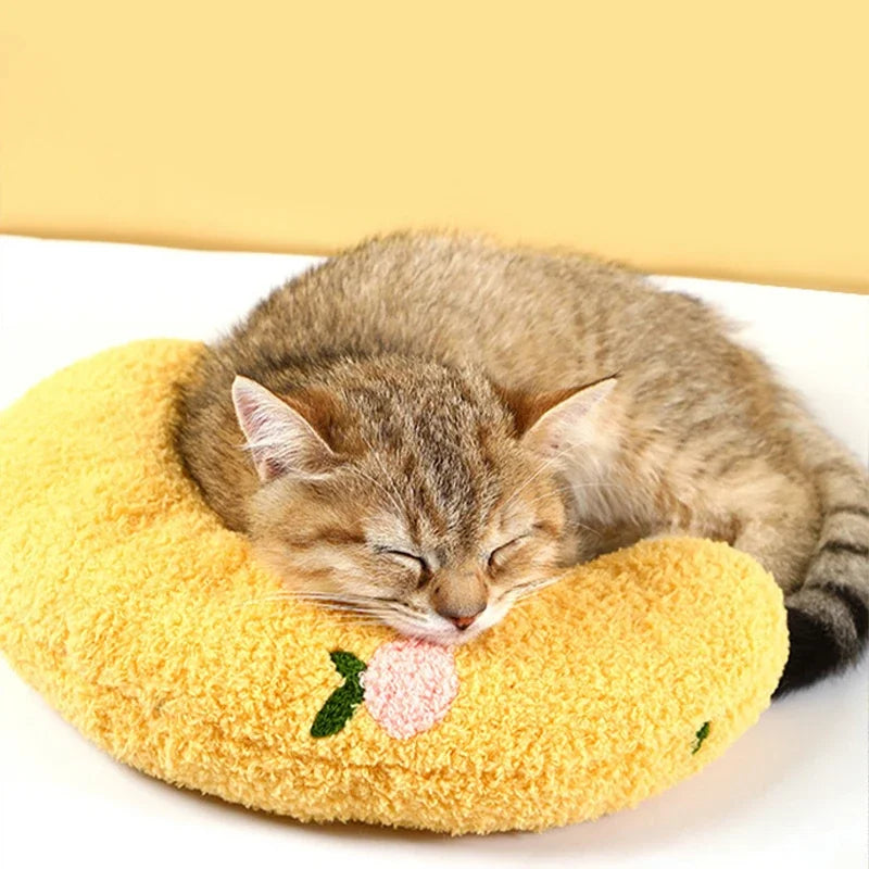 Small Pillow for Pet Cats Dogs Sleeping Mat Neck Guard U-shaped Pillow Soft and Thick Bite Resistant Winter Warm Comfort Pillow