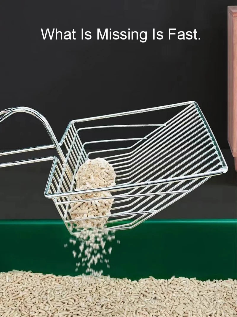Stainless Steel Cat Litter Shovel Wooden Handle Shovel Easy To Clean Good-Looking Reduce Dust Suitable For Small Dog Toilets