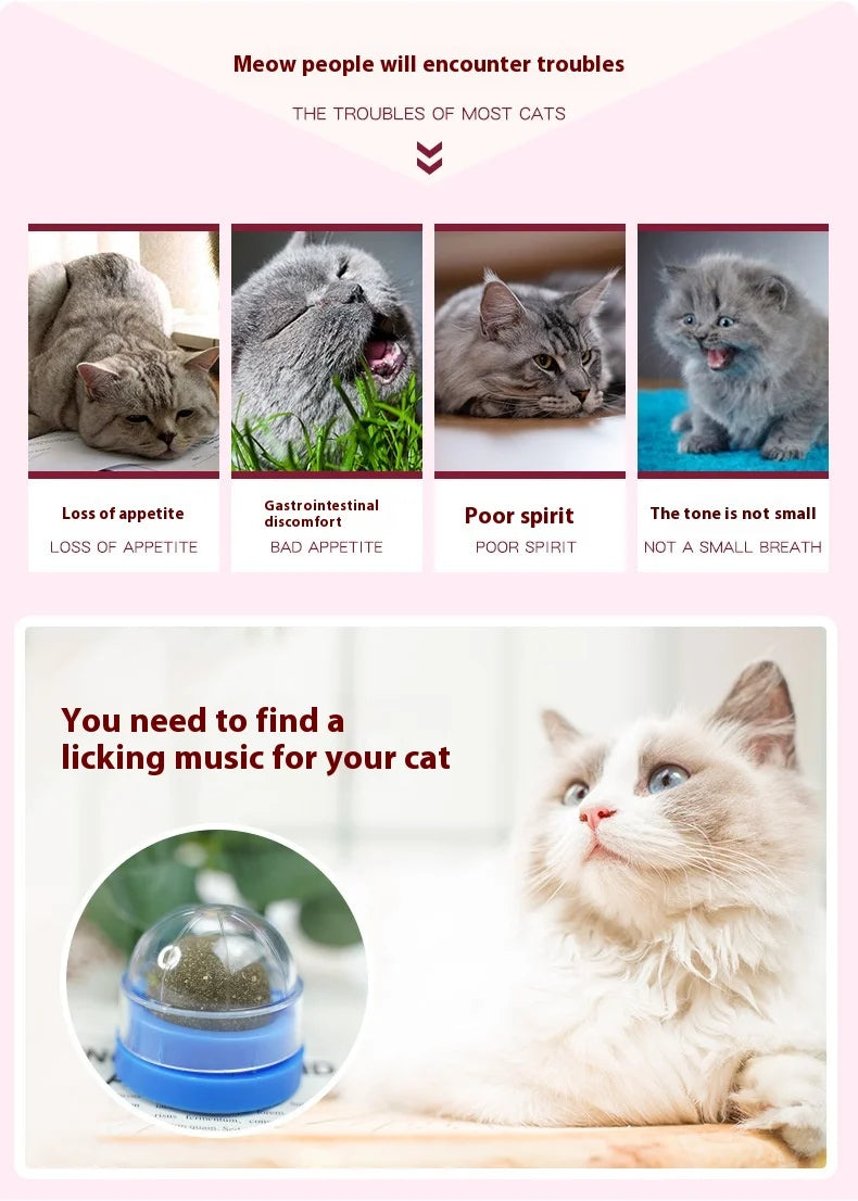 Rotating Cat Mint Ball New Cat's ears (Steamed cat-ear shaped bread) Pet Molar Toy Interactive Lickle Pet Products