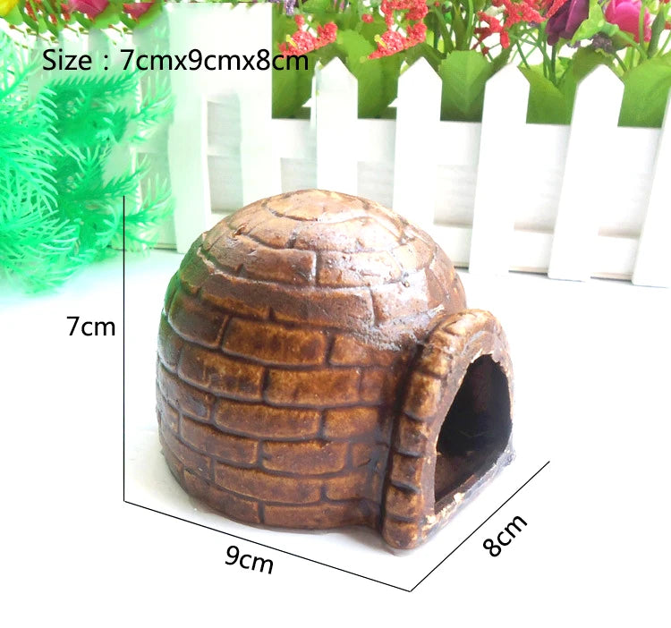 1Pcs Ceramic Aquarium Decoration Fish Shrimps Shelter House Pottery Scorpion House Canister Simulation Stone Fish Tank Decors