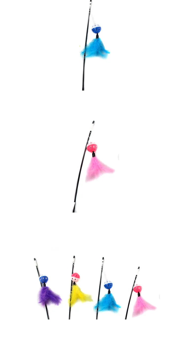 Cat Toy Cat Teaser Sticks Black Pole Plastic Bell Ball Cat Teaser Stick Model Cat Teaser Stick With Built-in Cat Toy