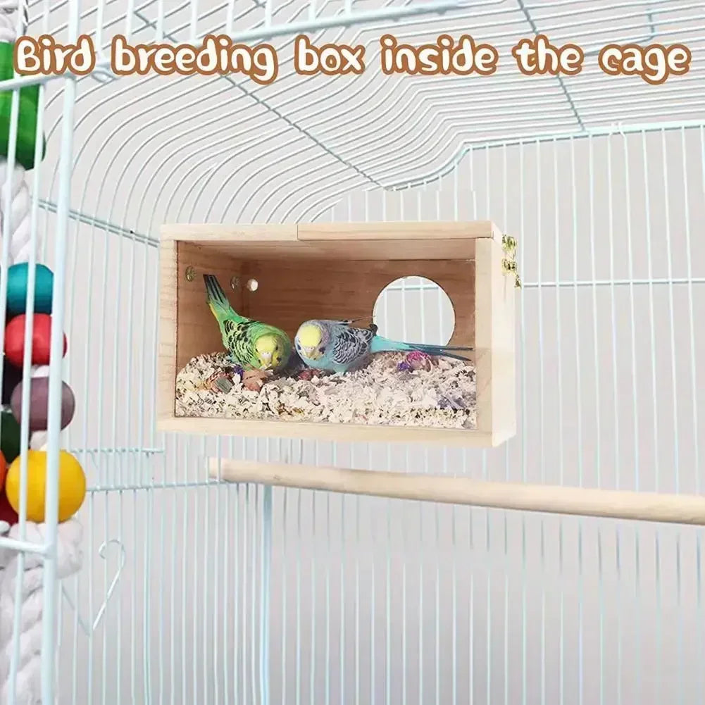 Transparent Design Parakeet Cockatiel Bird House Nest Easy to Clean Parrot House Smooth Edges Parakeet Nesting Box Bird Supplie