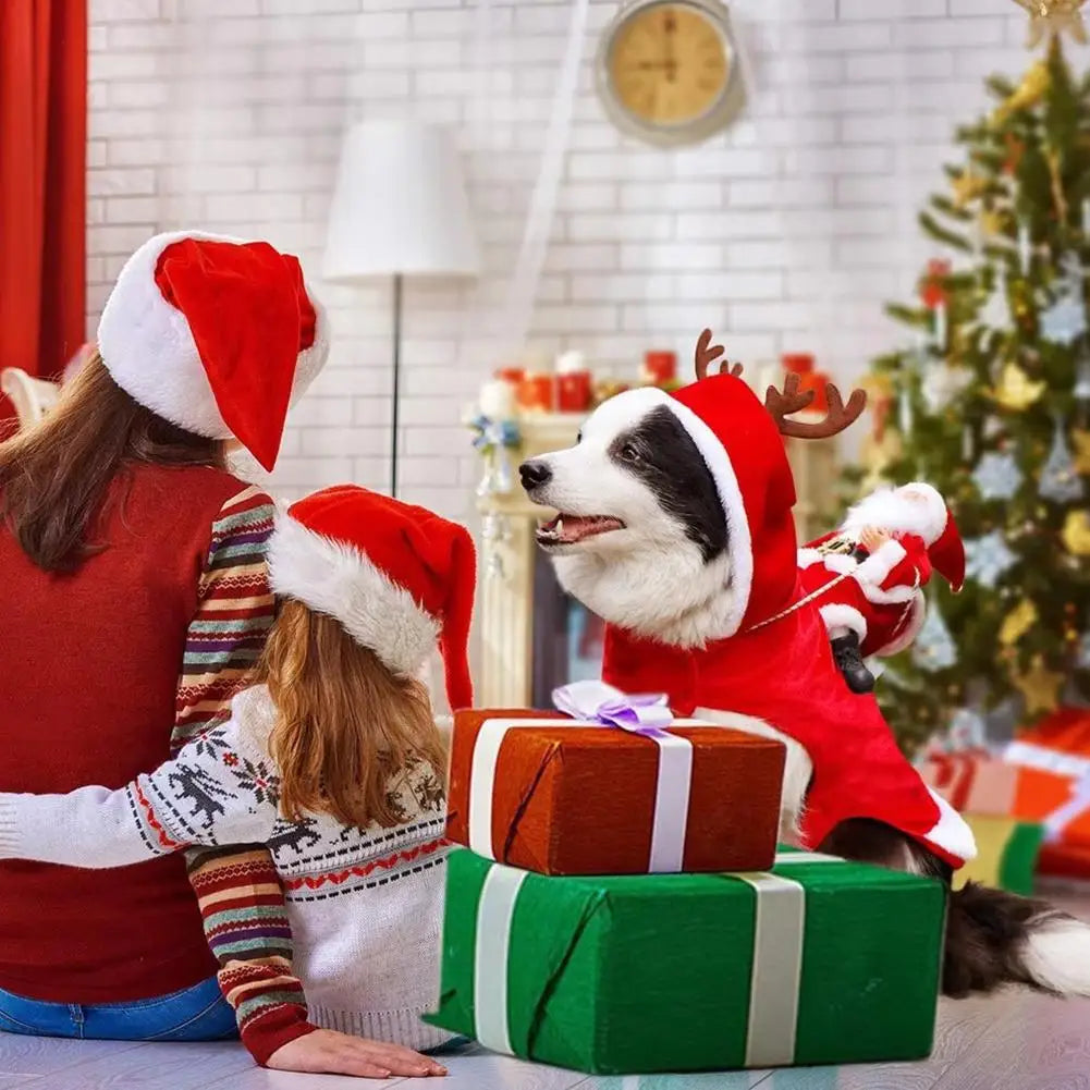 Creative Christmas Pet Clothes Old Man Riding Costume Christmas Atmosphere Funny Supplies Cats And Dogs Pet Winter Clothes