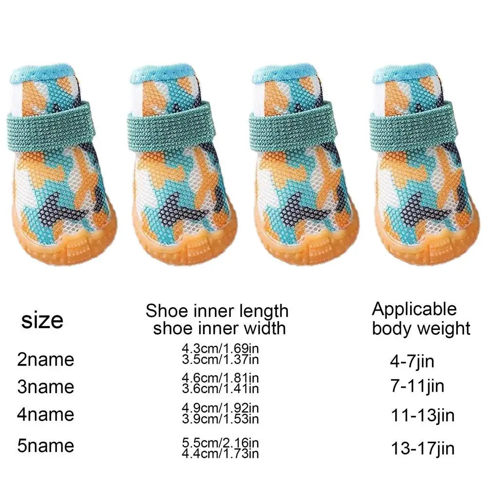 Summer Dog Shoes 4PCS Breathable Shoes For Small Dogs Boots Booties Paw Protector Puppy Shoes Anti-Slip Sole Cat Shoes Boots