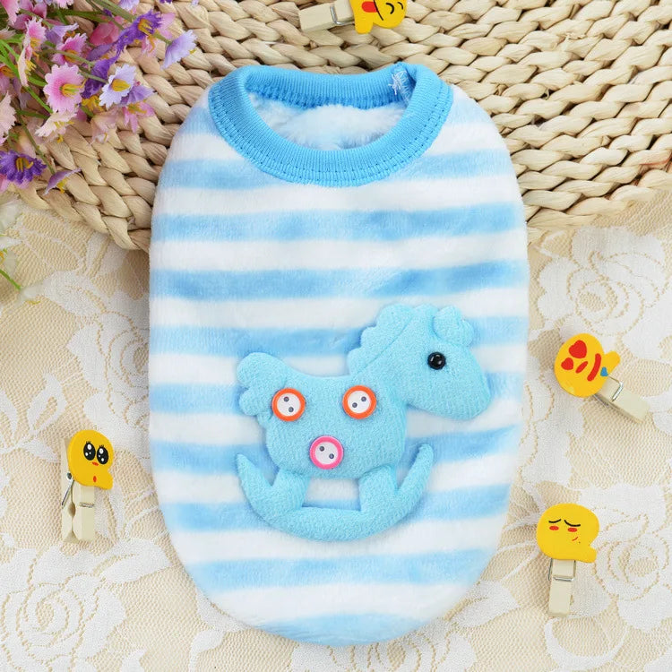 Cartoon Puppy Clothes Winter Warm Flannel Dog Vest Cat Bunny Chihuahua Sweater Cute Soft Mini Pet Apparel for Pig Rabbit Ferret