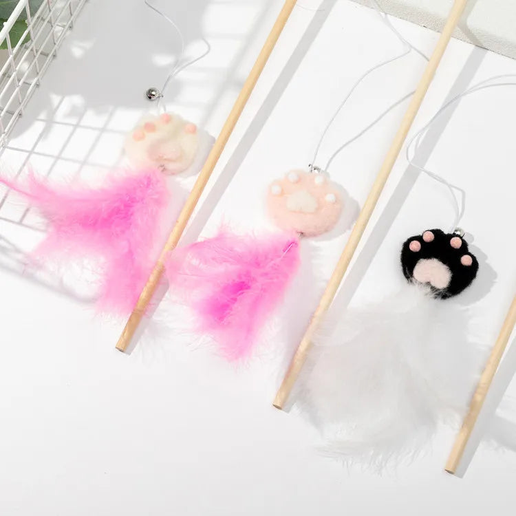 Cat Toy Cat Teaser Sticks Cat Toys Cat Claws Cat Sticks Wooden Poles Feathers Bells Cats Hi Interactive Pet Products.