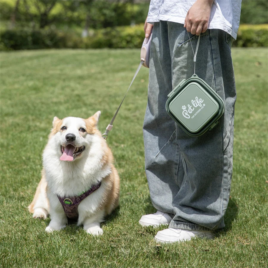 Thickened Folding Pet Bowls Outdoor Pet Double Bowls Tableware Travel Dog Feeder Bowls Pet Supplies Portable Dog Bowls