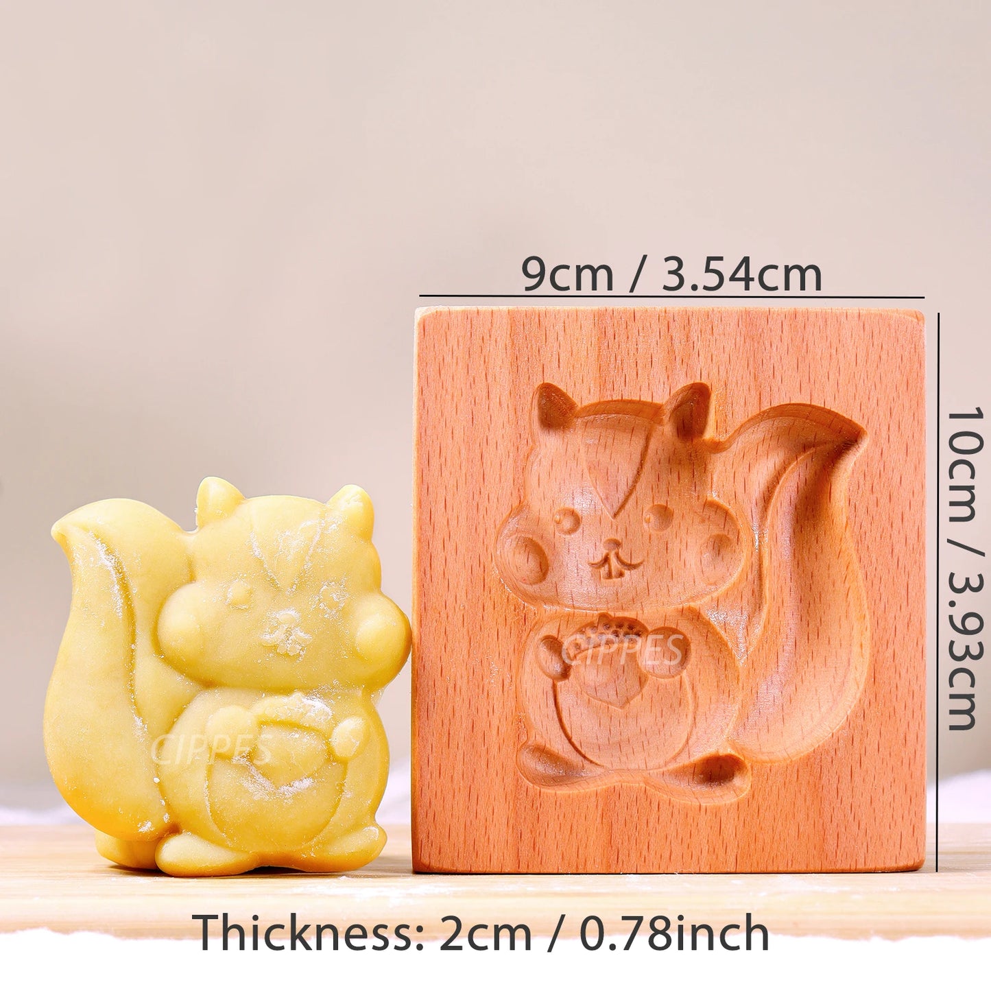 1PC Wood Cookie Mold, Animals Patterns, 3D Carved Embossed Biscuit Cutter Moulds, Fish, Bird, Bear, Sheep, Tiger, Horse, Squirre