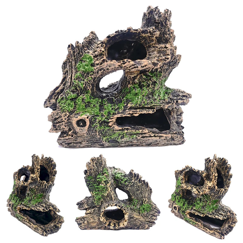 Artificial Aquarium Decoration Resin Tree Root Aquatic Fish Tank Ornament Decor Tree Hole Crystal Shrimp Dodge Breeding House