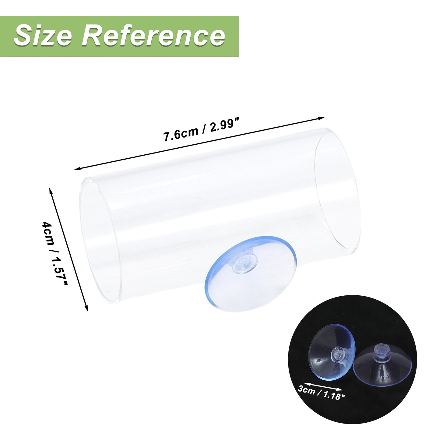 UXCELL Fish Tank Accessories Hollow Acrylic Betta Fish Cave with Betta Leaf Suction Cup Clear 1 Set Reptile Habitat Décor