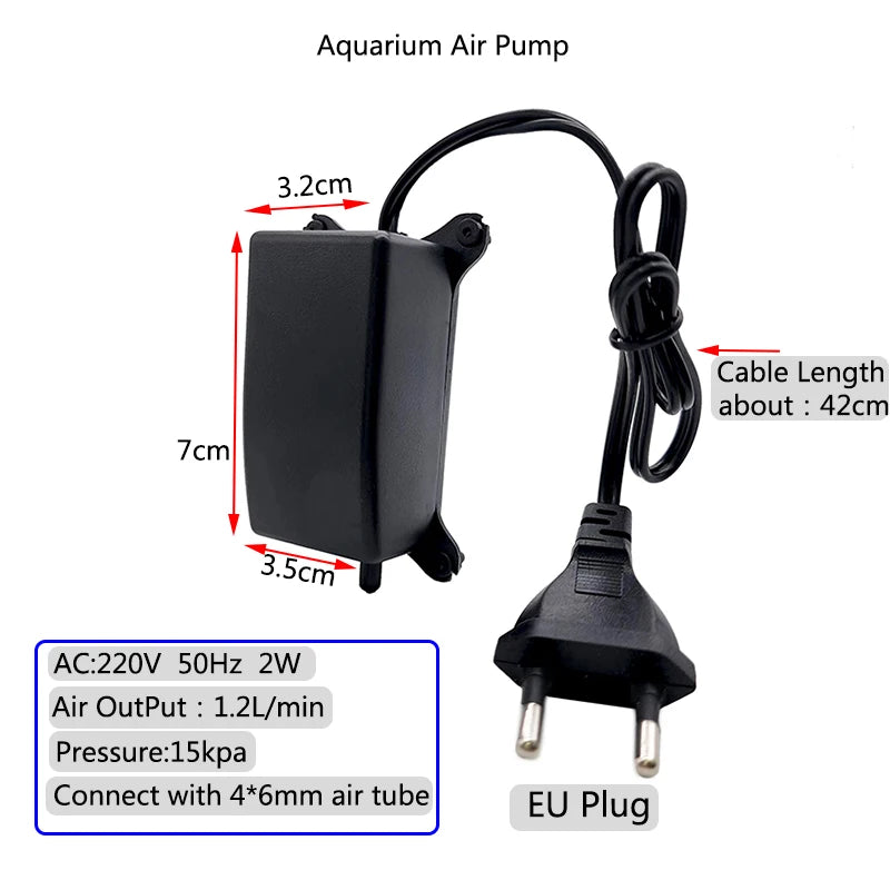 1Set Plastic Aquarium Air Stone With 2W Air Pump Pond Fish Tank Pump Aerator Aeration Hydroponic Oxygen Air Stone with Tube
