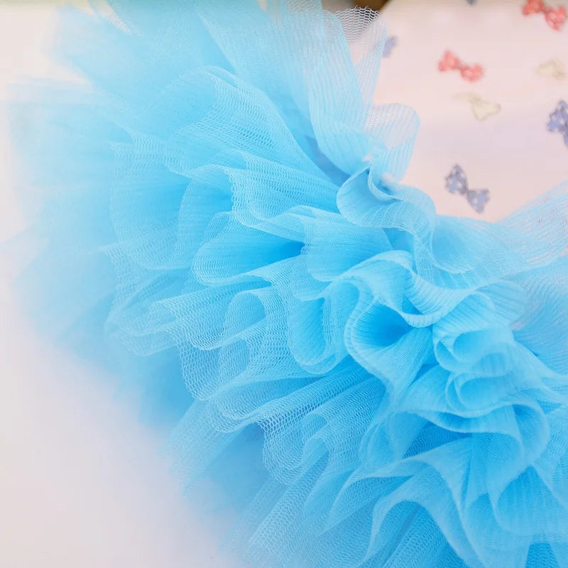 2024 Hot Pet Summer Tutu Skirt Bow Printed Mesh Fashion Petticoat Skirt Small Dog costume Teddy Summer Two Legged Clothes Thin