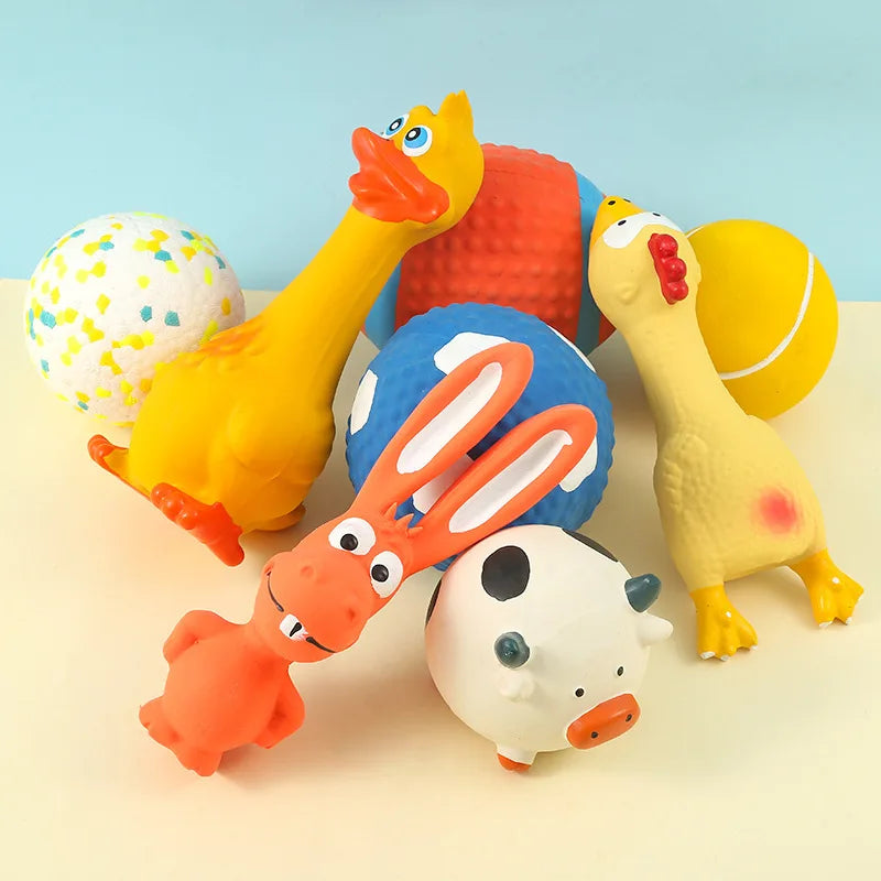 Dog Squeaky Rubber Toys Dog Latex Chew Toy Puppy Sound Toy Animal Bite Resistant Train Dog Supplies for Small Medium Large Dog