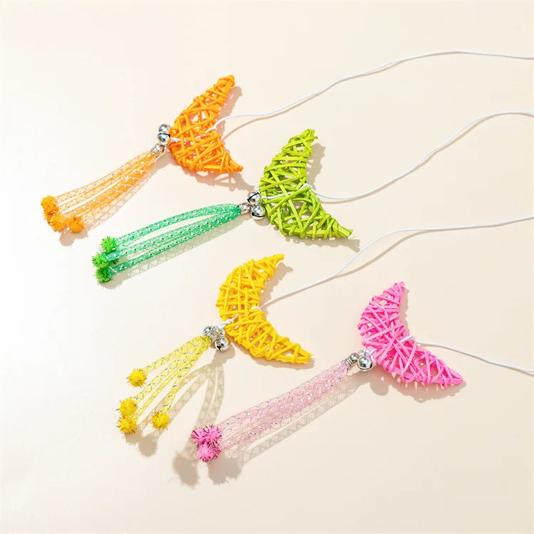 Cat Toy Cat Teaser Sticks Wooden Cat Stick Moon Rattan Molar Bite-resistant Cat Stick Cat Toy