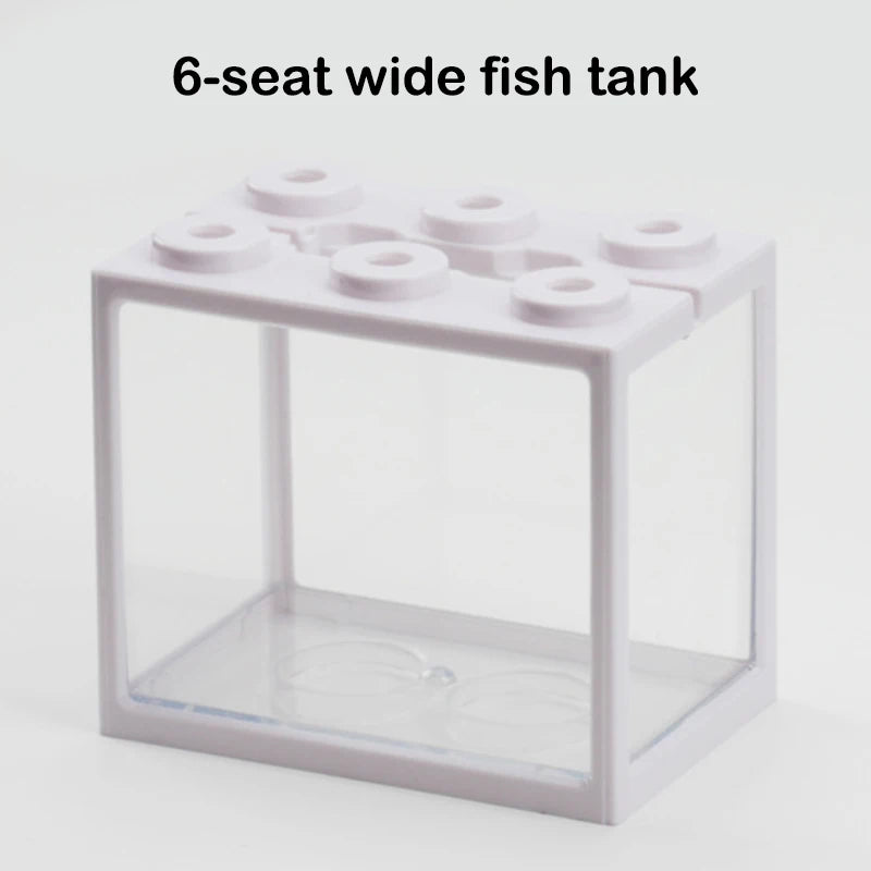 Mini Fish Bowls Thai Betta Tank Small Ornamental Fish Live Pet Stackable Aquariums Cylinder 6 Holes High Transparency Fish Tanks