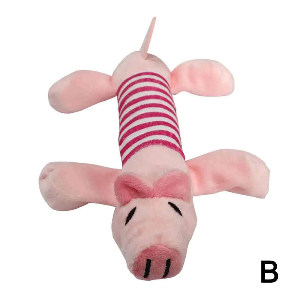 Pet Toys Cute Pet Chewing Teething Toys Cartoon Embroidery Bite-resistant Decompression Duck Pig Elephant Sounding Toys