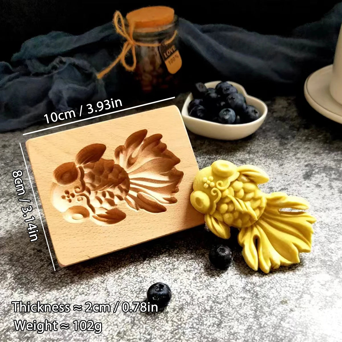 1PC Wood Cookie Mold, Animals Patterns, 3D Carved Embossed Biscuit Cutter Moulds, Fish, Bird, Bear, Sheep, Tiger, Horse, Squirre