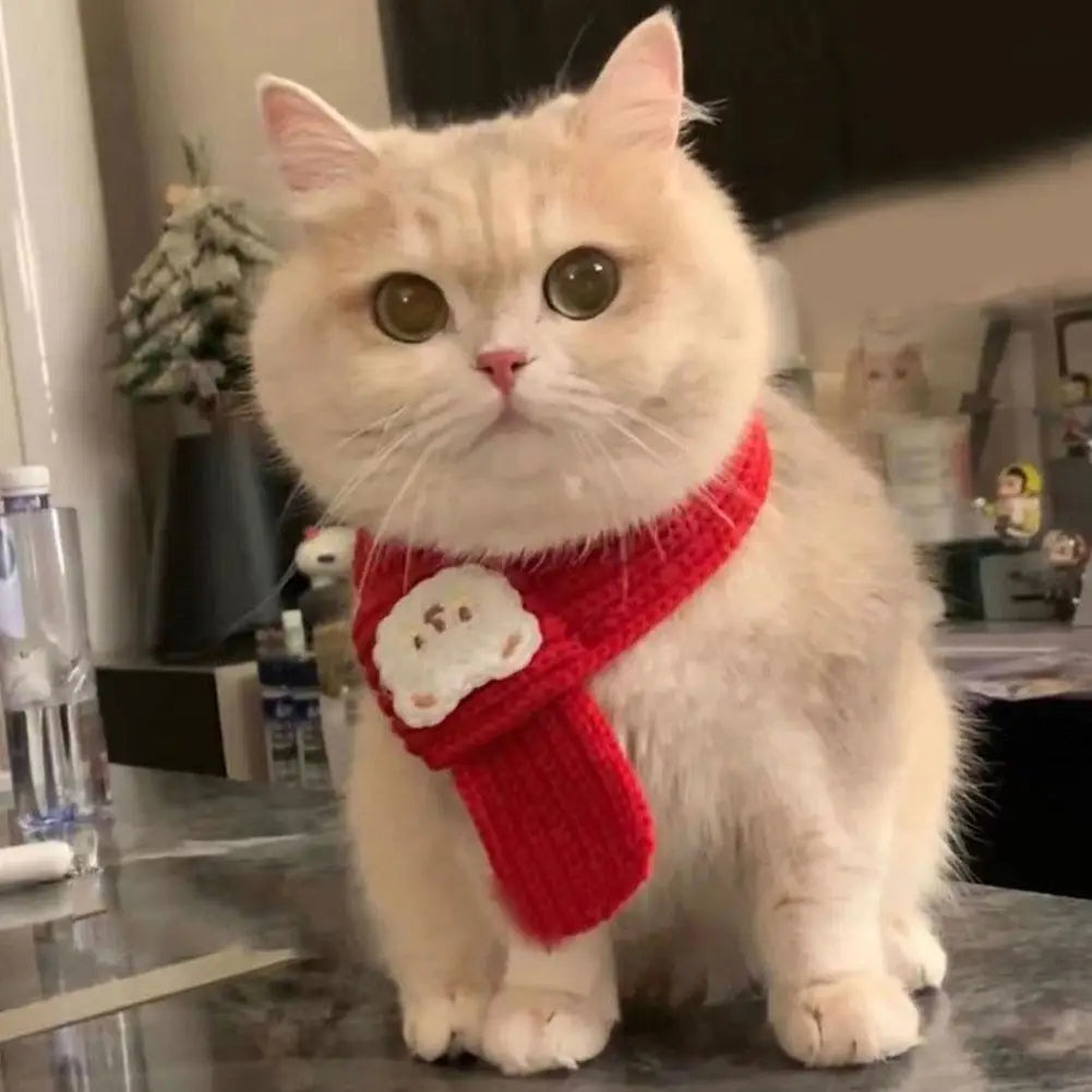 45cm Cat New Year Scarf Pet Accessories Kitten Christmas Winter Bib Birthday Dog Bichon Scarf Soft And Comfortable Fabric Cute P