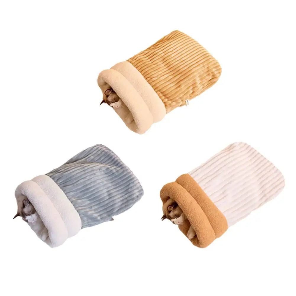 Cat Winter Sleeping Bag Pet Down Sleeping Bag Nest PP Cotton Semi-enclosed Warm And Comfortable Large Pocket Design M/L Cute
