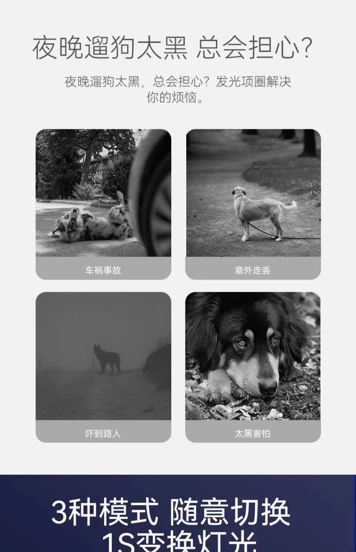 Pet Dog Led Light Collar Luminous Anti-Lost Dog Collar USB Rechargeable Dog Necklace Collar
