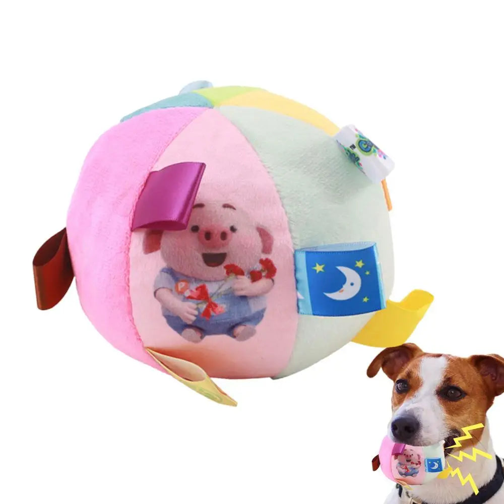 Squeaky Dog Toy Ball Cute Plush Ball Voice Teething Toys Pet Training Supplies Dog Sound Toys Soft Cleaning Chew Training Toys