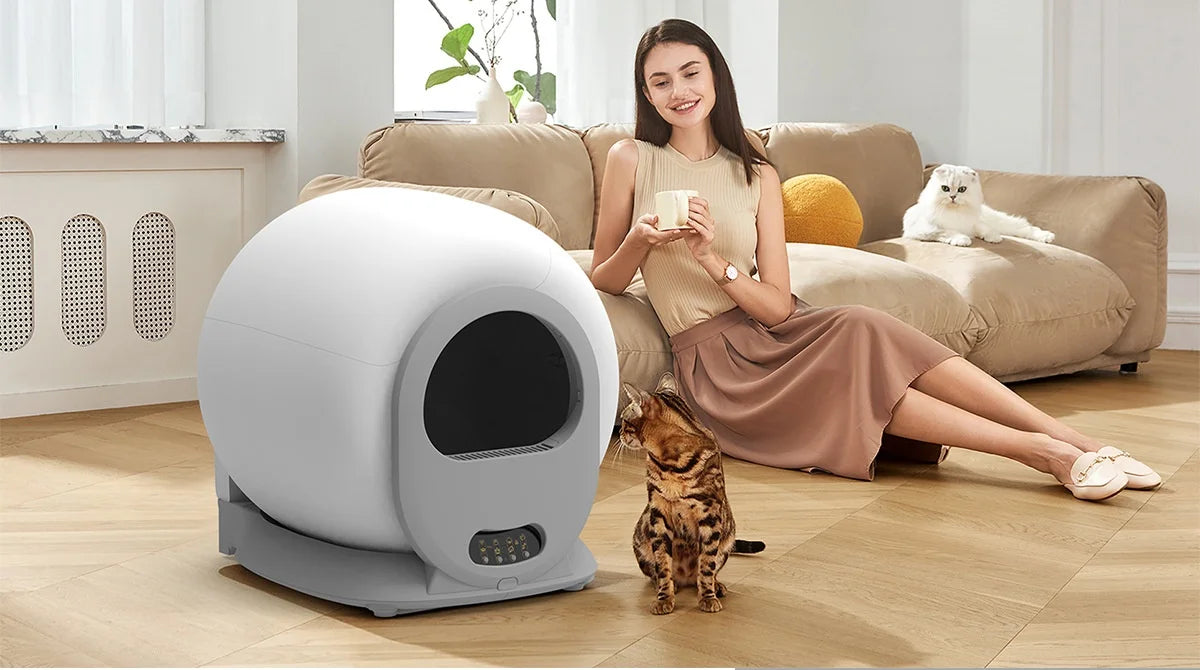 Automatic cleaning cat litter box, app controlled automatic cat litter box automatic cleaning, all cat litters can be used.