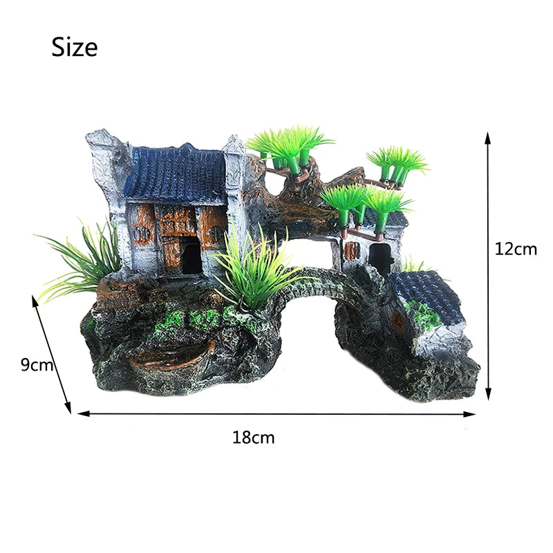 Resin Aquarium Rockery Mountain Decoration Artificial View Rock Cave Stone Tree Fish Tank Ornament Pet Supplies Home Decor New