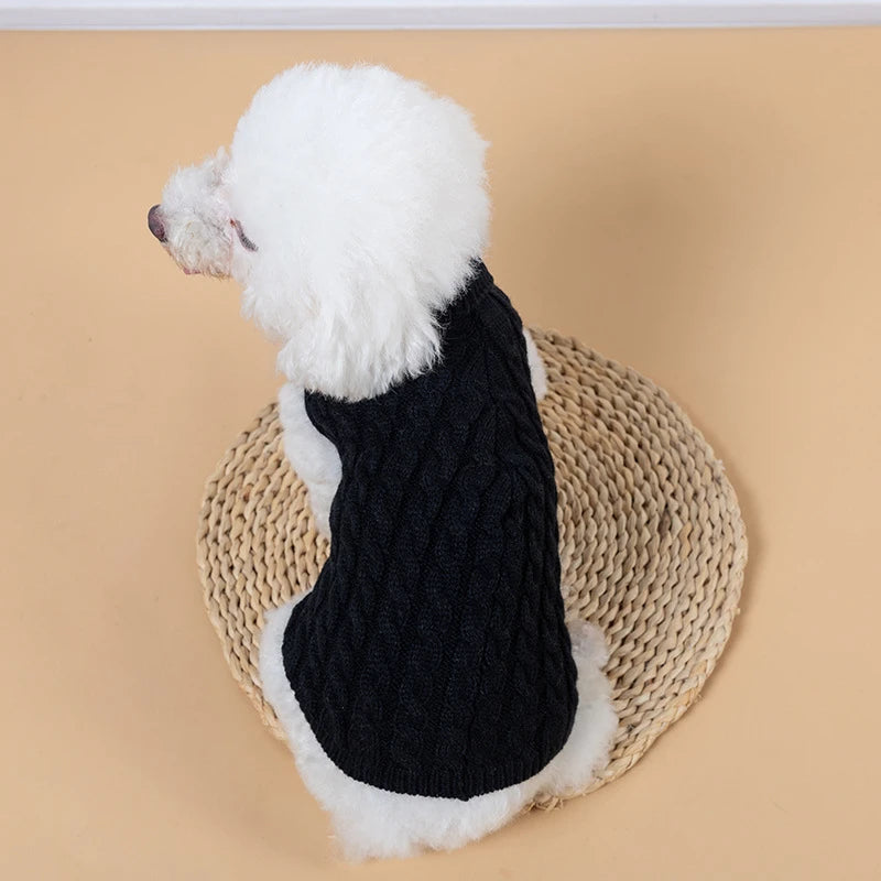 Teddy Bear Small Dog Clothes Solid Color Warm Winter Sweaters for Cats Lightweight Knitting Vest Leisure Outdoor Pet Overalls