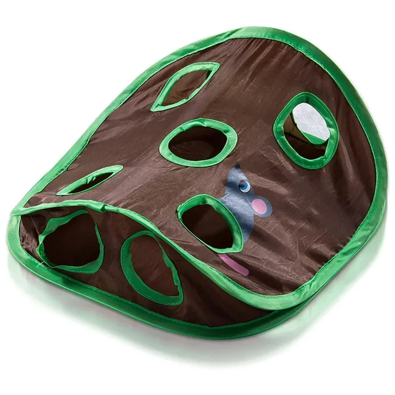 9 Hole Cats Playing Tunnel Foldable Mouse Hunt Toys Cat Mice Game Intelligence Bell Tent With Keeps Kitten Active Pets