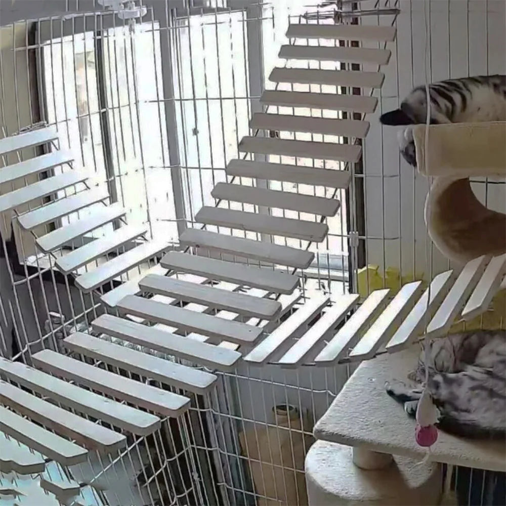 50CM/100CM Sisal Rope or Wooden Ladder Cat Climbing Frame Playing Cat Bridge Pet Indoor Outdoor Furniture Cat Supplies