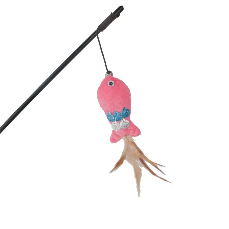 Cat Toy Cat Teaser Sticks Sequin Fish Feather Tail Funny Cat Stick Cat Cat Toy Catnip Doll Pet Supplies