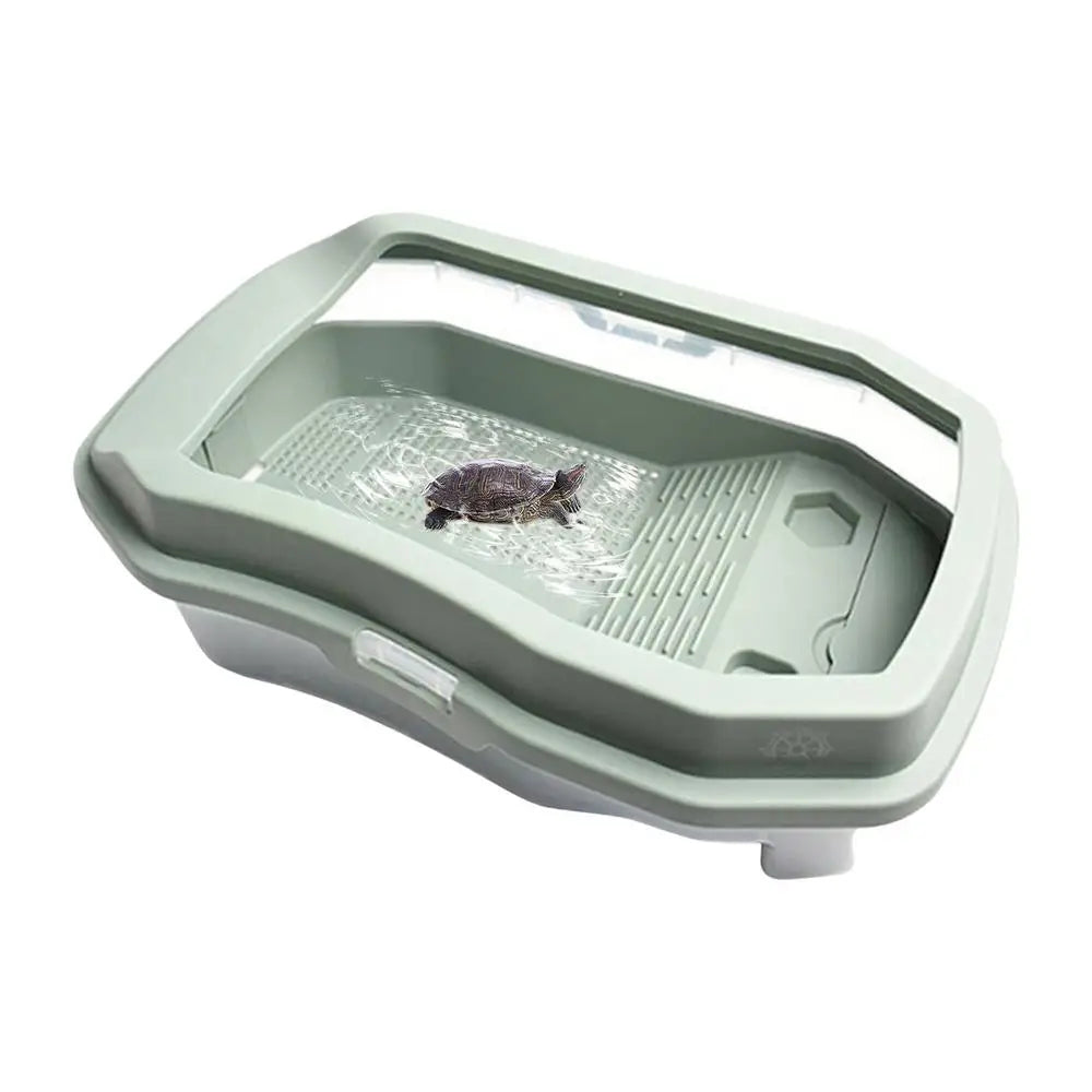 Turtle Tank Aquarium Baby Turtle Habitat With Lid Pet Turtle Habitat Detachable Double Layers Turtle Tank Anti-Slip Tortoise
