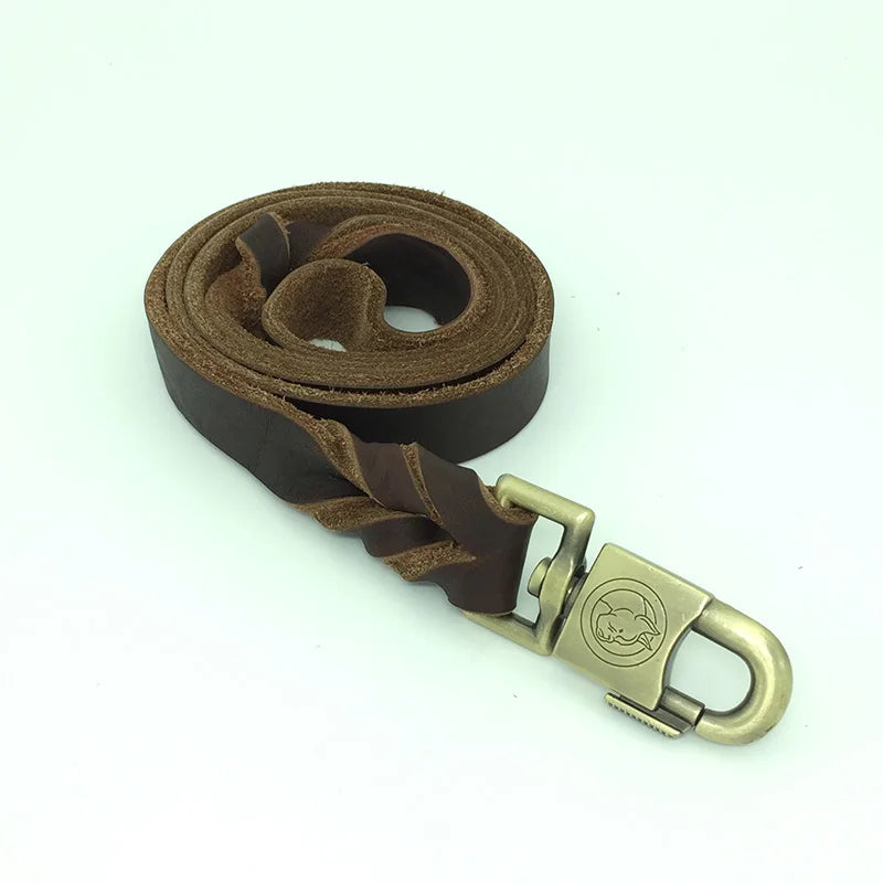 Heavy Duty Leash for Dogs Soft Hand-stitched Thick Real Leather Dog Leash Military Grade Dog Lead Training Leash for Large Dogs