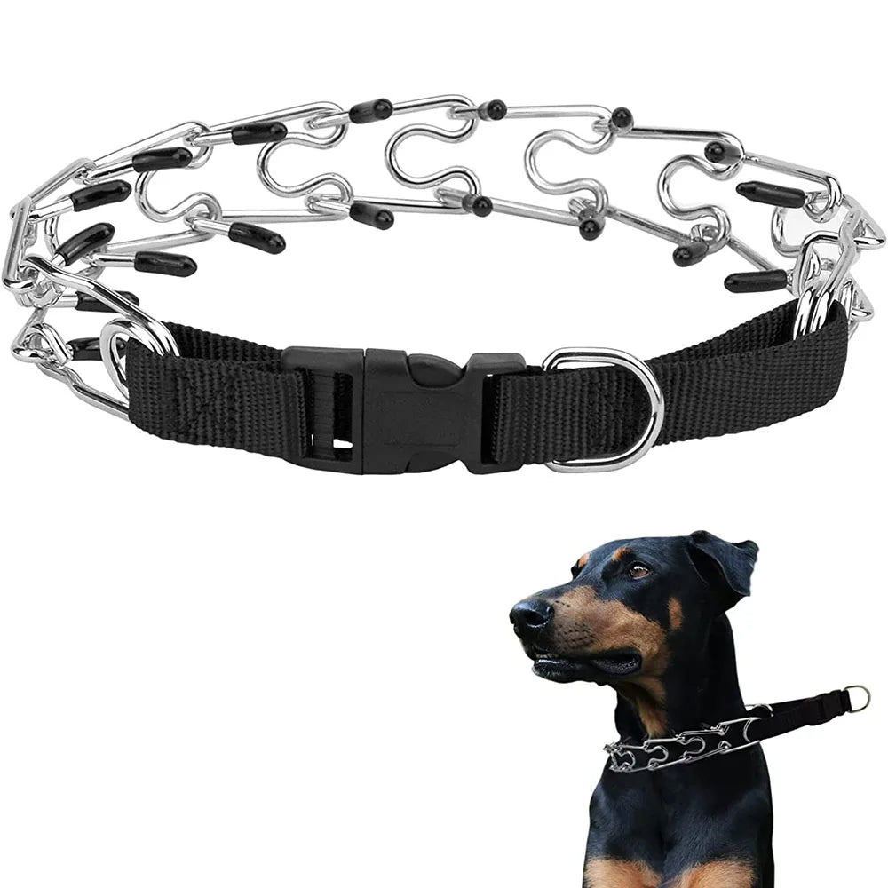 Dog Prong Pinch Collar Adjustable Quick Release Dog Training Collar with Rubber Tip for Small Medium Large Dogs Pet Dog Supplies