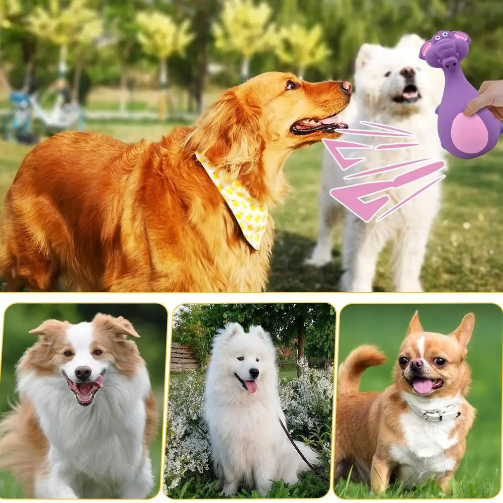 Squeaky Dog Toys Latex Dog Chew Toy Animal Bowling Shape Interactive Squeaky Puppy Toys For Pet Dog Training Playing Chewing