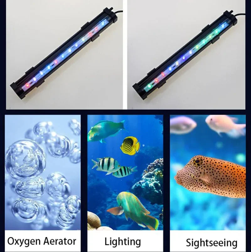 Aquarium LED Light Bubble Waterproof Fish Tank Lighting Underwater Fish Lamp Aquatic Decor Plant Lamp 100-240V 1W/2W/3W/4W