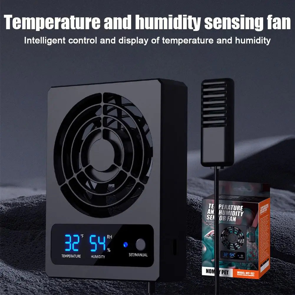 Smart Cooling Fan For Reptile Tank With LED Display Ventilation Fan For Reptile Enclosure Dehumidifier For Rainforest Terra X2J2