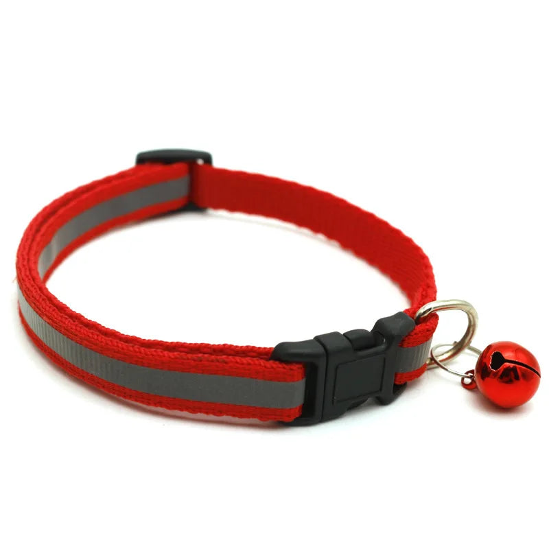 Cat and Dog Universal Reflective Collar Neck Ring Necklace Bell Pet Products Safety Elastic Adjustable Pet Reflective Collar