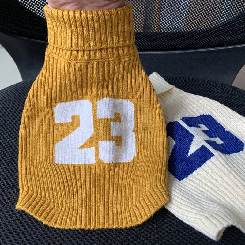 Super Warm Pet Dogs Clothes Number 23 Classic Sphinx Cat Sweater French Bulldog Keep Warm Velvet Woven Clothing for Pet Cats