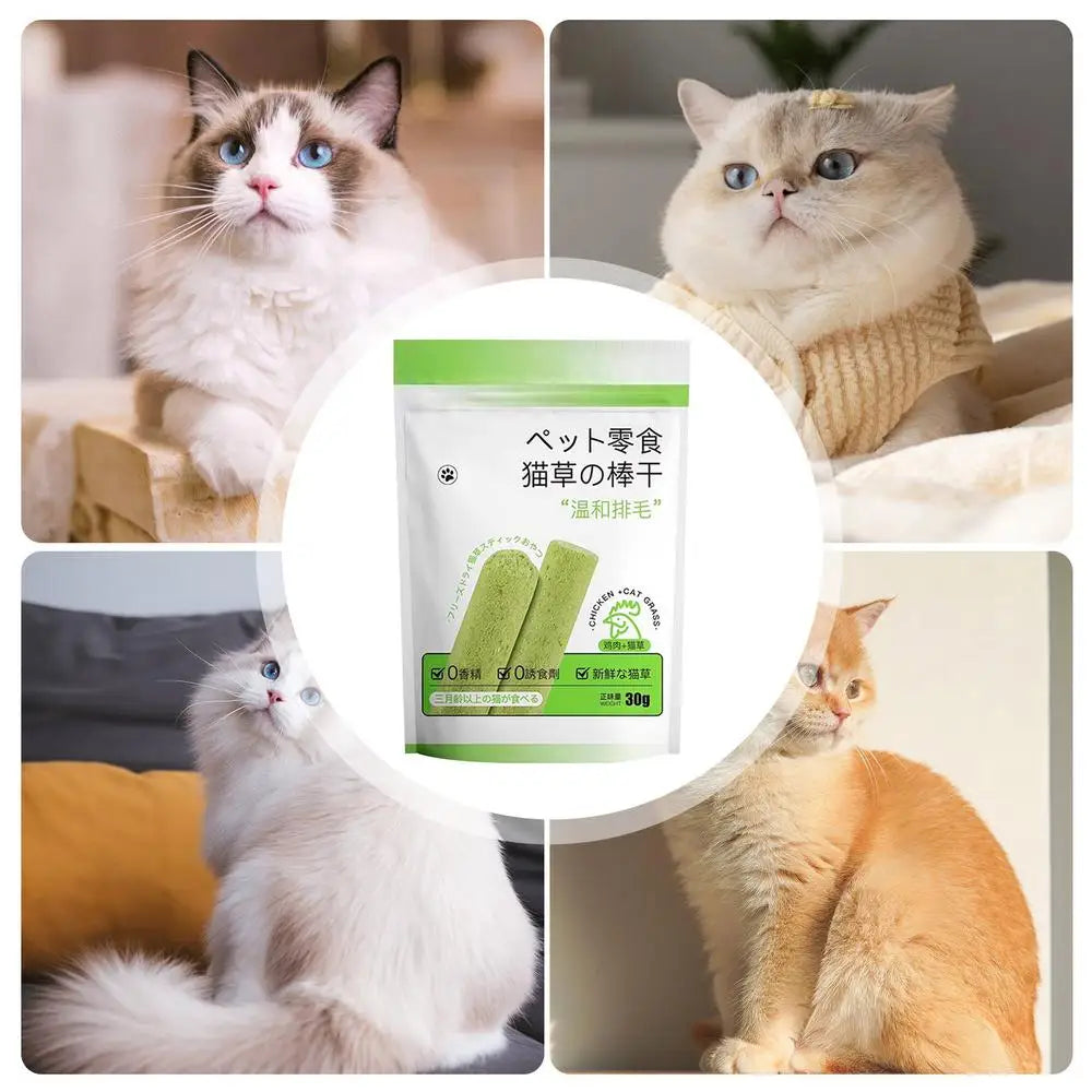 6Pcs per Pack Natural Grass Molar Stick for Cats Grinding Rod Chew Toy Pet Snacks, Molar Rod, Teeth Cleaner, Teeth Caring