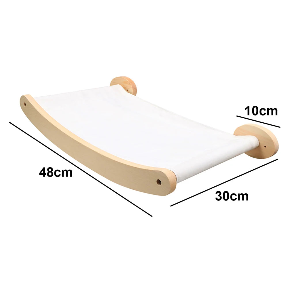 Cat Wall Climbing Shelves Wall Mounted Hammock Cat Scratching Post Wooden Stairway Shelves with Sisal Rope Ladder Wall Cat Tree