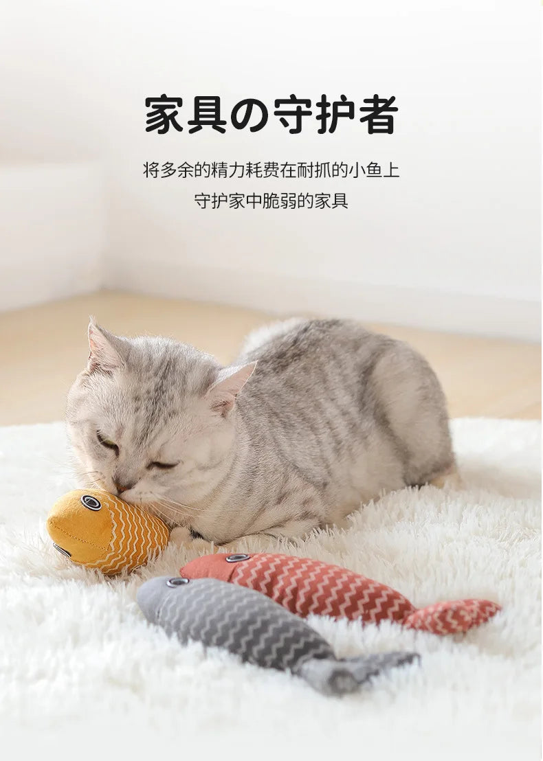 Teeth Grinding Catnip Toys Funny Interactive Plush Cat Toy Pet Kitten Chewing Vocal Toy Fish Bite Cat mint For Cats