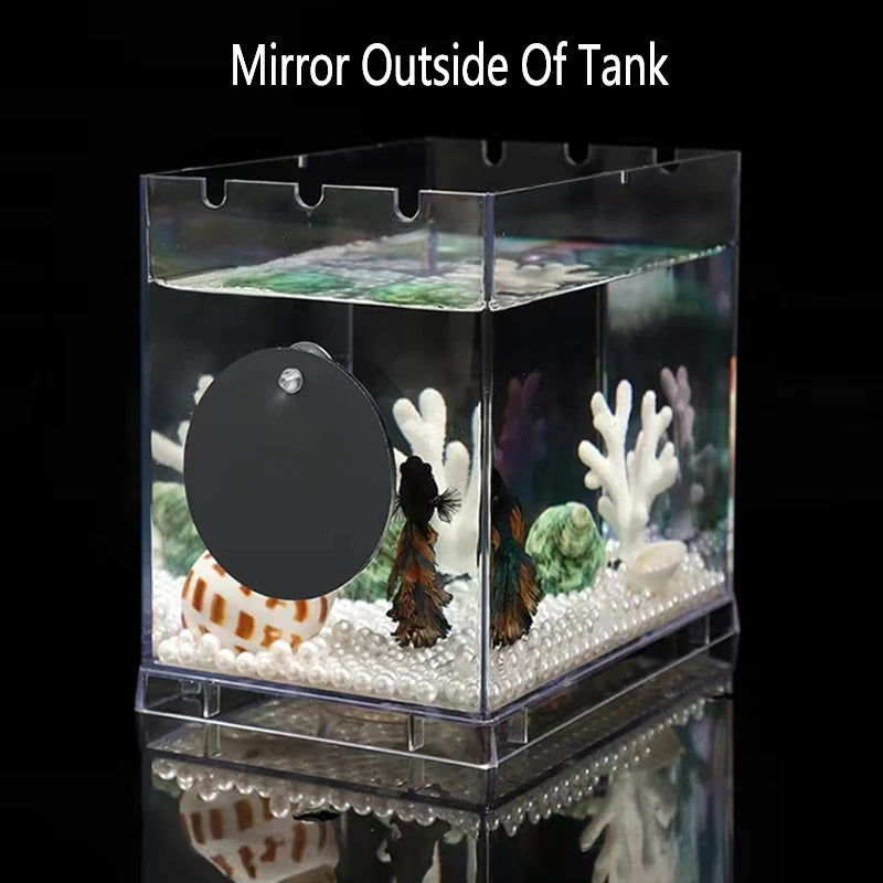 Acrylic Aquarium Betta Mirror Fish Tank Floating Round Mirror For Fish Betta Flowerhorn Cichlid Training 4cm/5cm/6cm/7cm/8cm/9cm