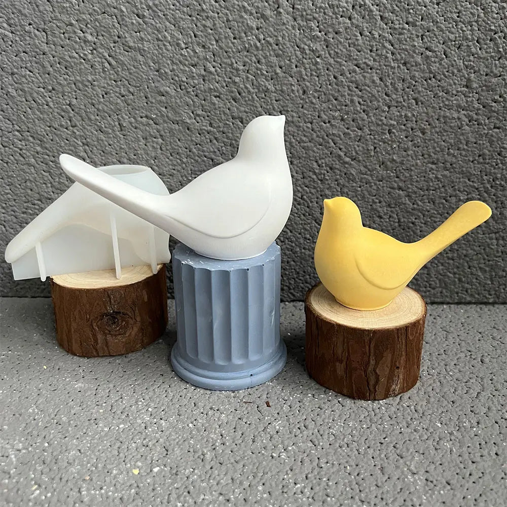 3D Bird Animal Mold Cute Butterfly Plaster Hanging Decoration Resin Silicone Clay Mold DIY Lovebird Garden Decoration