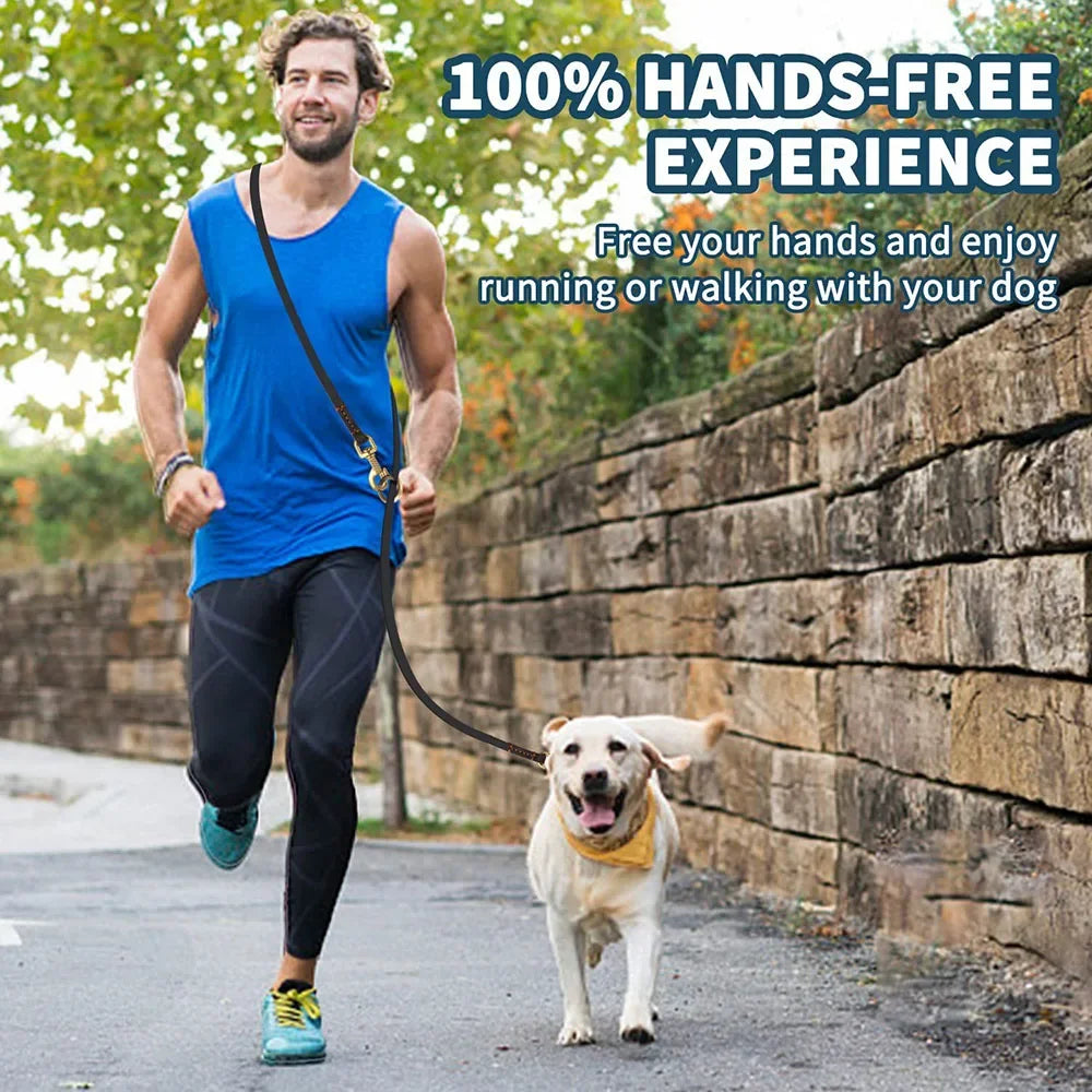 Multi-functional Dog Leash Strong and Soft Real Leather Dog Leash Adjustable Hands Free Crossbody Double Dog Leash for All Dogs