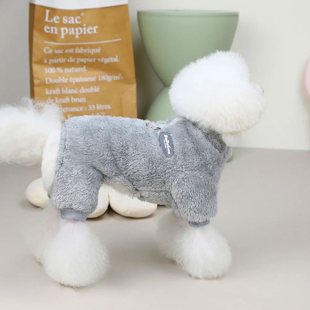 Fleece Pet Clothing Autumn Winter Warm Dog Jumpsuit Pajamas For Small Dogs Bichon Pomeranian Clothes Puppy Dog Cat Overalls Coat