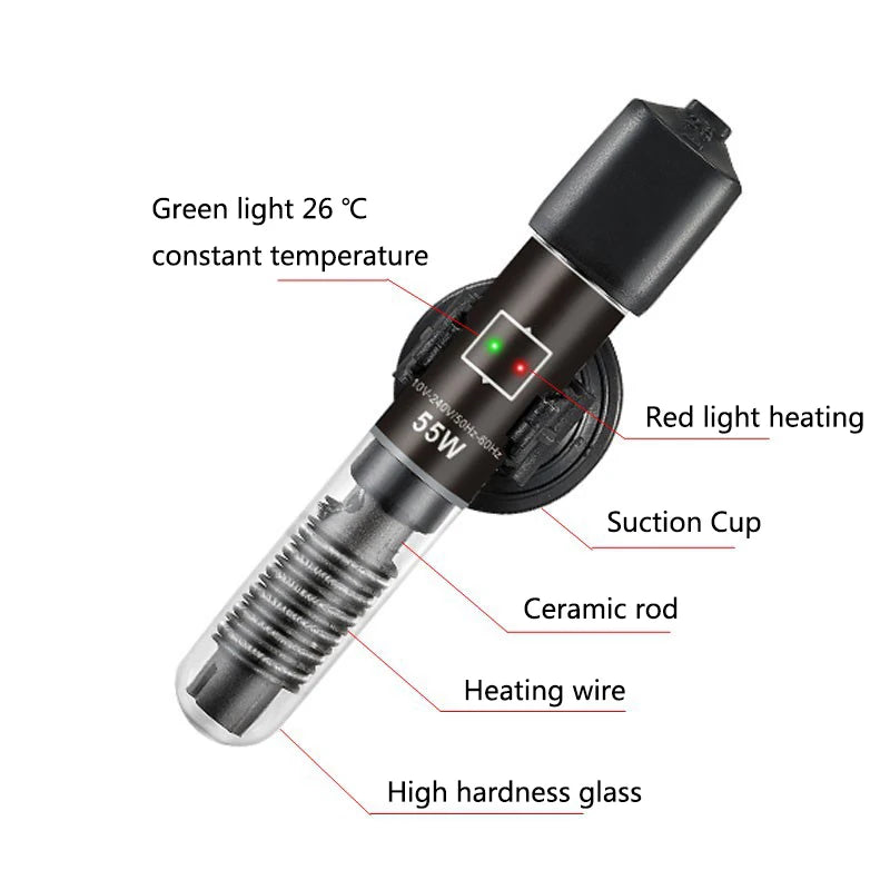 220v ~240v Aquarium Temperature Thermostat Heater Rod 25W Mini Constant Temperature Heating Submersible Fish Tank Water Heat